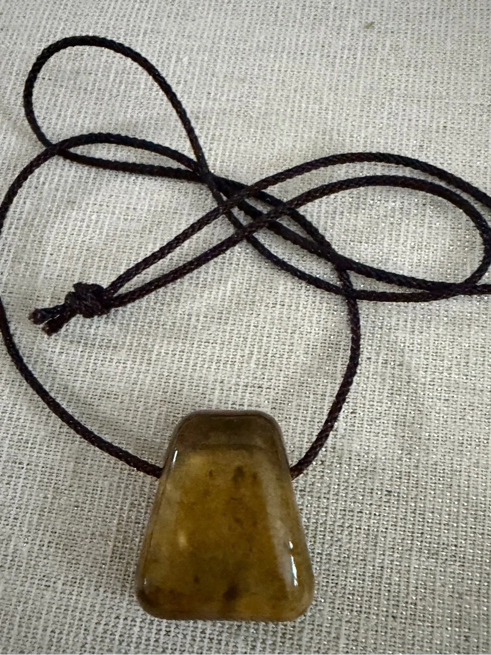 Yellow Brown Stone Pendant Necklace on Cord